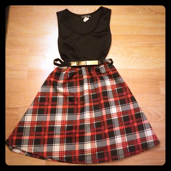French Atmosphere Dresses & Skirts - French Atmosphere Red&Black Plaid Dress